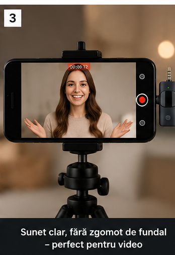 AETRIX MicPro wireless microphone connected to smartphone for video recording
