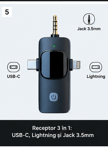 AETRIX MicPro 3-in-1 receiver with USB-C Lightning and 3.5mm connections

