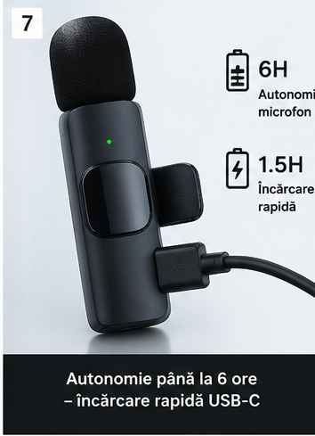 
AETRIX MicPro wireless microphone with up to 6 hours battery life and fast USB-C charging

