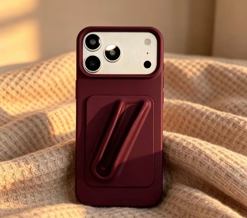    Huse iPhone 2-în-1 AETRIX bordo și neagră cu suport pliabil