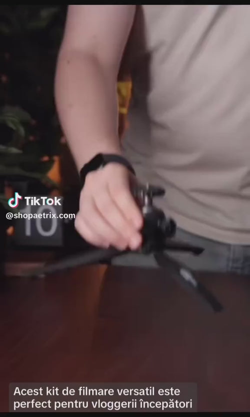 AETRIX Creator Hub Kit with smartphone tripod, LED light and wireless microphone for content creation